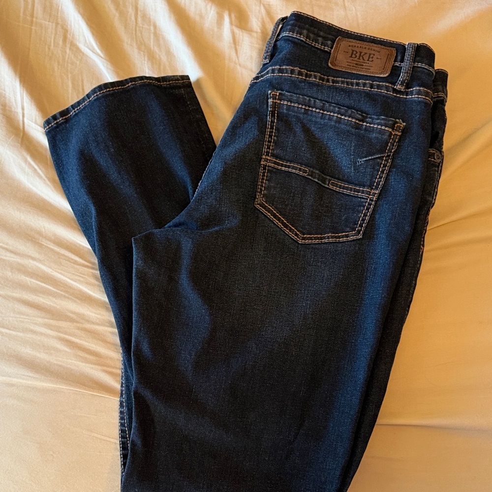 BKE Men's Deep Indigo Bootcut Jeans